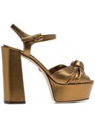 Dolce & Gabbana Metallic Gold Platform 80 Leather Sandals