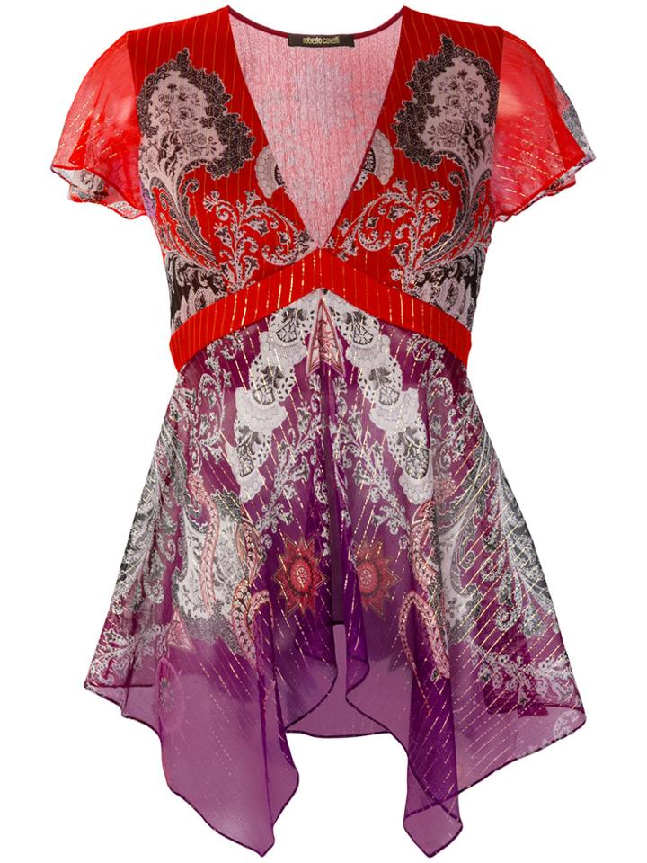 Roberto Cavalli Flared Paisley Top - Multicolour