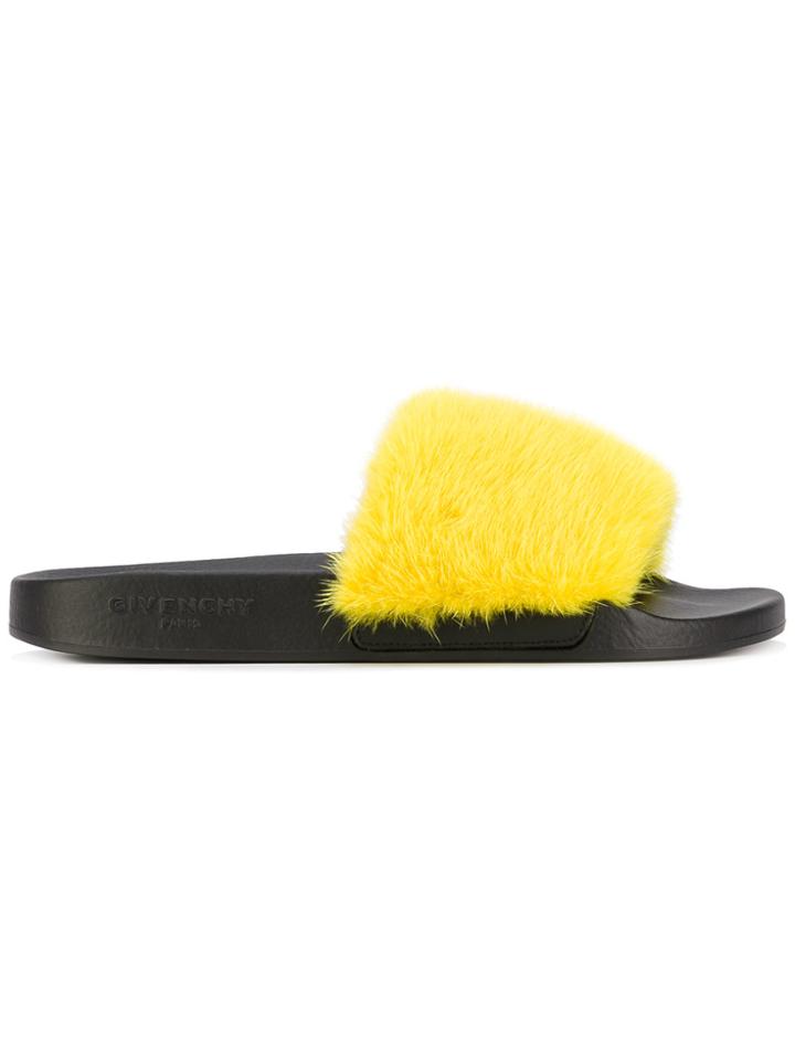 Givenchy Open Toe Pool Slides - Yellow & Orange