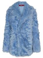 Sies Marjan Furry Lapel-collar Shearling Coat - Blue