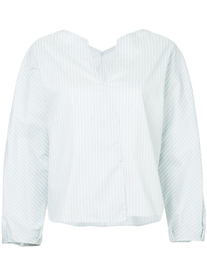 Des Prés V-neck Striped Blouse - White