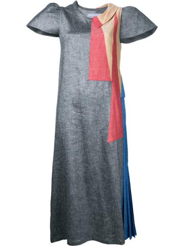 Bintthani - Padded Shoulder Dress - Women - Cotton/linen/flax - M, Grey, Cotton/linen/flax