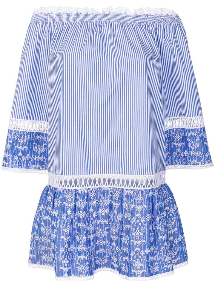Ermanno Scervino Off Shoulder Panelled Dress - Blue