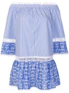 Ermanno Scervino Off Shoulder Panelled Dress - Blue