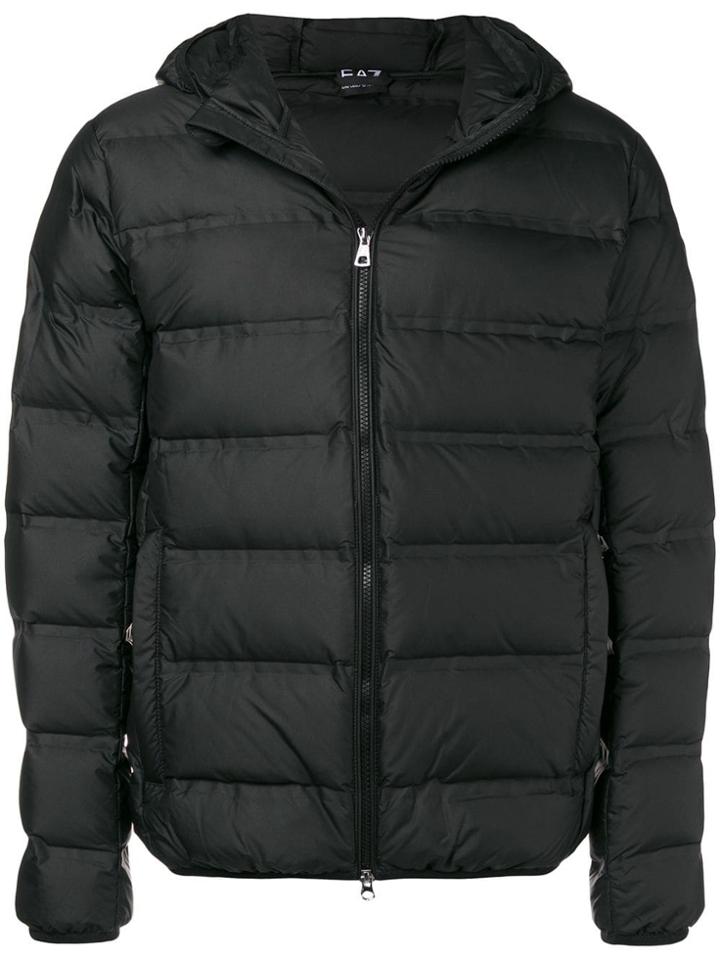 Ea7 Emporio Armani Hooded Puffer Jacket - Black