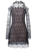 Ermanno Scervino Cut-off Shoulders Lace Dress, Women's, Size: 46, Grey, Silk/polyamide/acetate