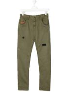 Vingino - Patch Detail Trousers - Kids - Cotton/spandex/elastane - 16 Yrs, Green