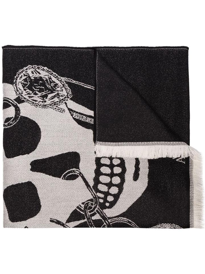 Alexander Mcqueen Skull Jacquard Scarf - Grey