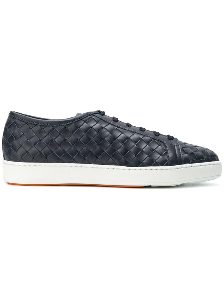 Santoni Woven Lace-up Sneakers - Blue