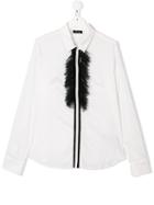 Monnalisa Gathered-tulle Long-sleeved Shirt - White