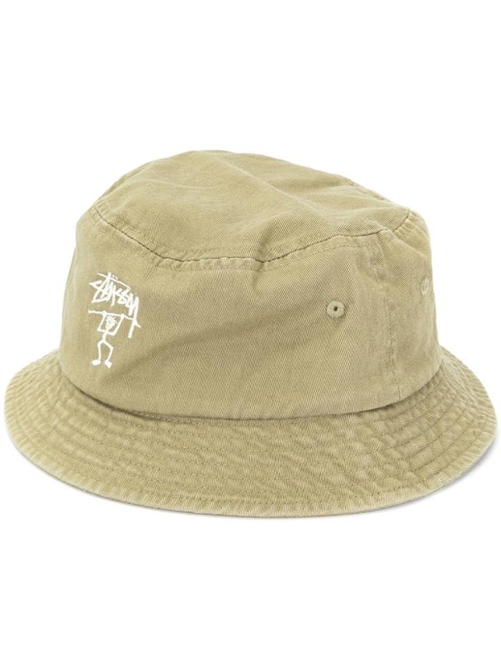 Stussy Embroidered Logo Bucket Hat - Green