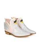 Stella Mccartney Kids Swan Glittered Ankle Boots - Metallic