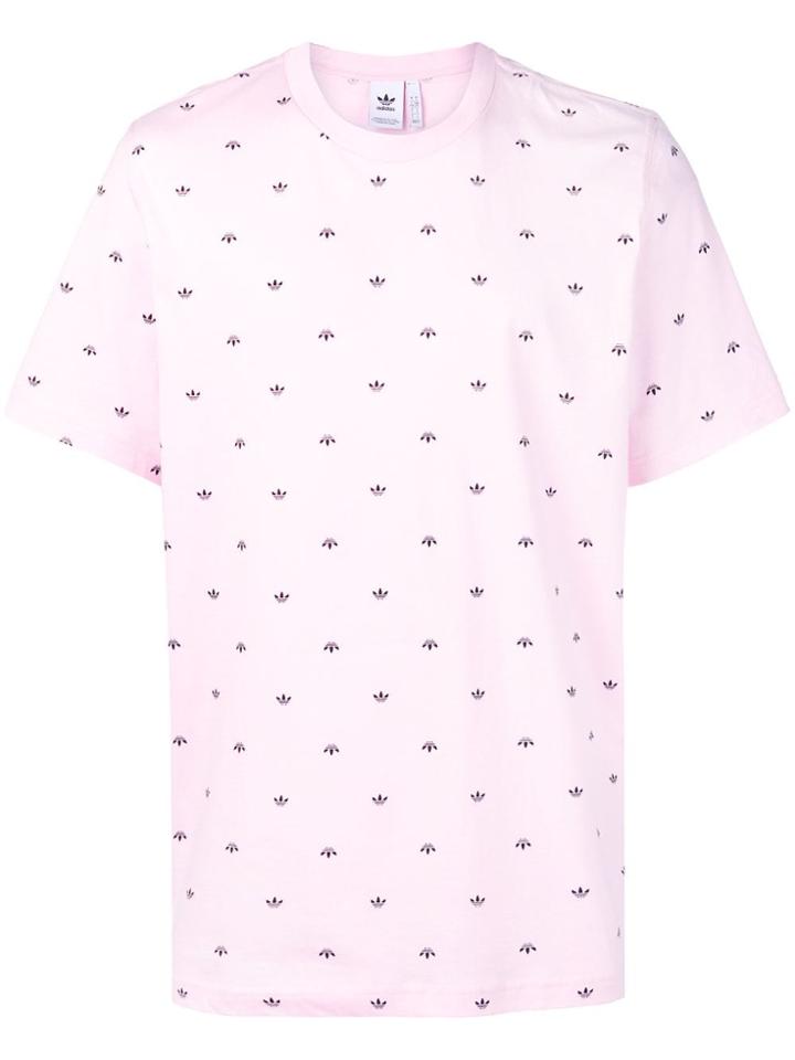 Adidas Adidas Originals Allover Trefoil Print T-shirt - Pink
