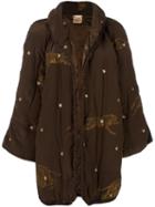 Krizia Vintage Leopard Appliqué Padded Coat, Women's, Size: 42, Brown