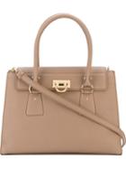 Salvatore Ferragamo Gancio Lock Tote, Women's, Grey, Calf Leather