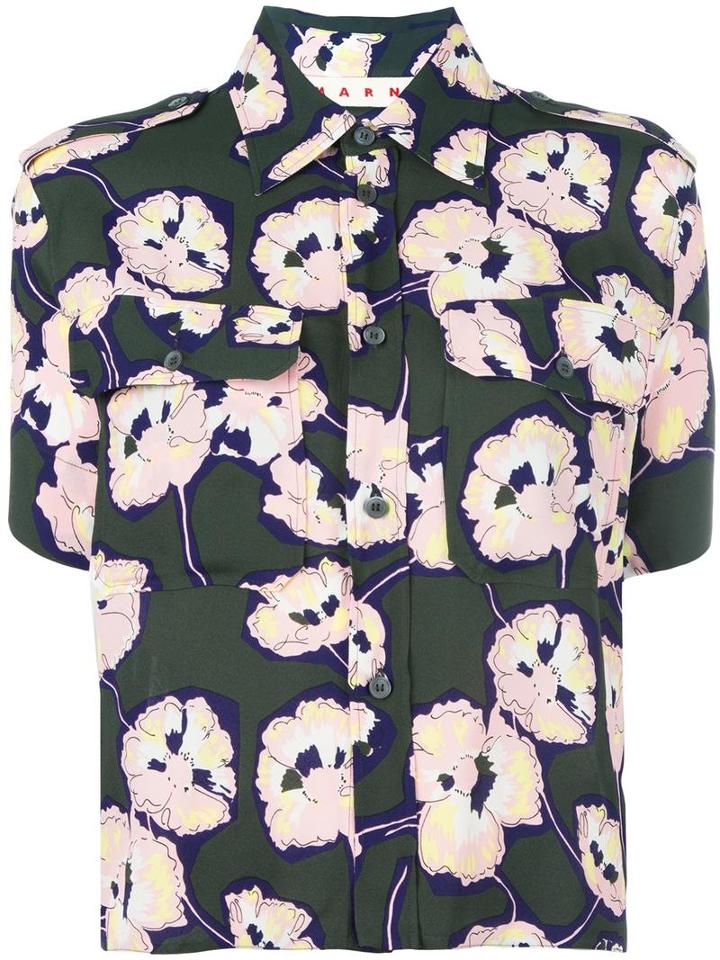 Marni Whisper Print Blouse, Women's, Size: 44, Green, Viscose