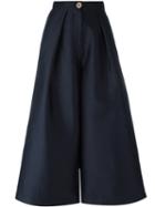 Solace - Grosgrain-trim Culottes - Women - Polyester - 10, Women's, Blue, Polyester