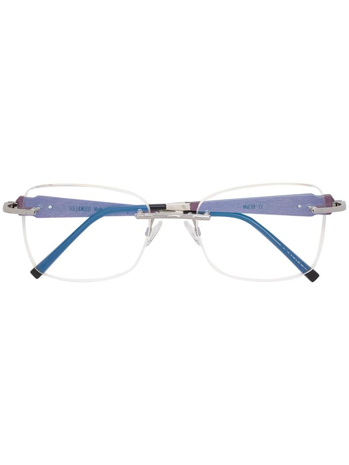 Gold And Wood Frameless Glasses - Metallic