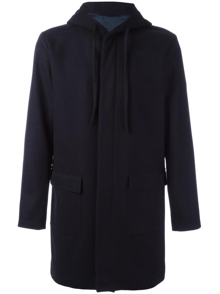 Harmony Paris Hooded Coat, Men's, Size: 52, Blue, Wool/polyamide/viscose