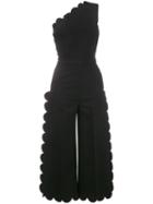 Msgm Scallop-trimmed Jumpsuit, Women's, Size: 42, Black, Polyester/viscose/spandex/elastane