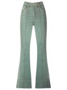Amapô High Waist Flared Jeans, Women's, Size: 42, Green, Cotton/elastodiene