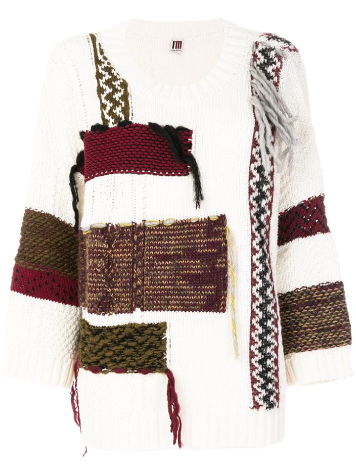 I'm Isola Marras Patchwork Knit Jumper - White