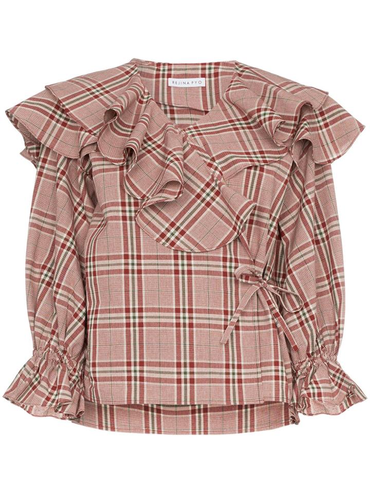 Rejina Pyo Camila Ruffled Check Shirt - Red
