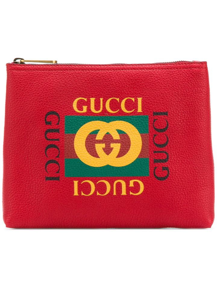 Gucci Logo Print Clutch - Red