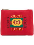 Gucci Logo Print Clutch - Red