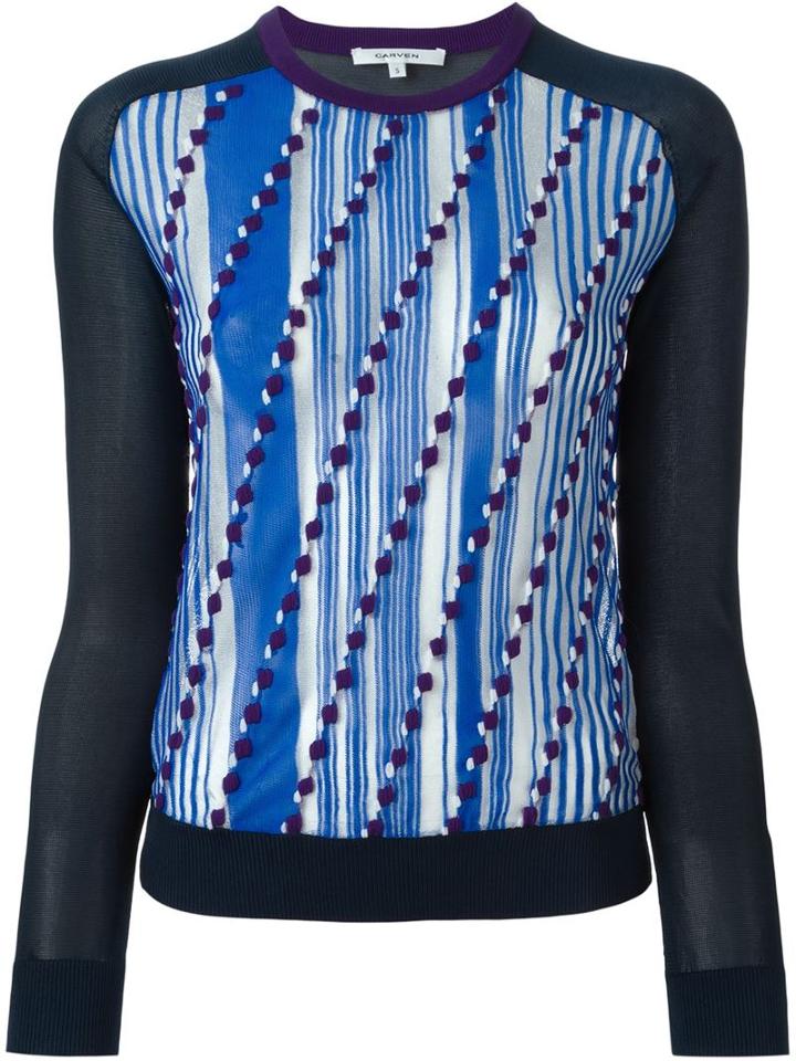 Carven Front Print Sweater, Women's, Size: S, Blue, Viscose/polyamide
