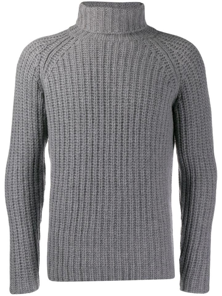Avant Toi Ribbed Turtleneck Jumper - Grey