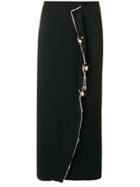 Coliac Embellished Ruffle Trim Skirt - Black