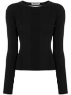 T By Alexander Wang Open Back Long Sleeve Knit Top - Black