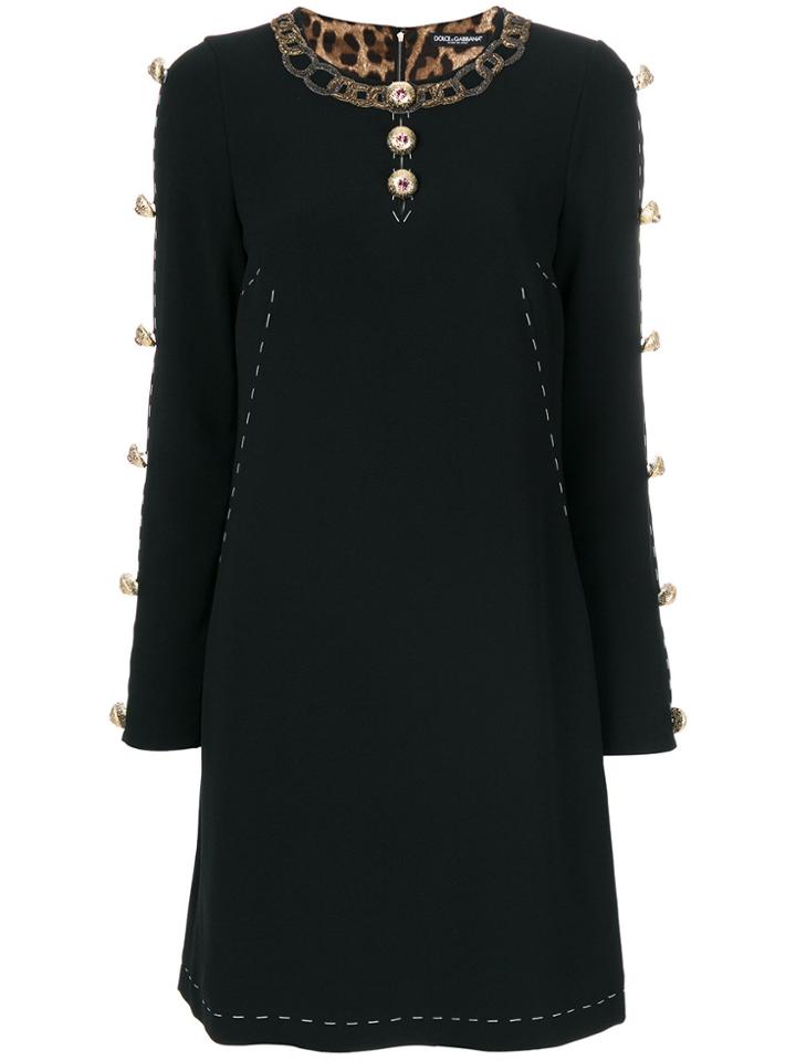 Dolce & Gabbana Buttoned A-line Dress - Black