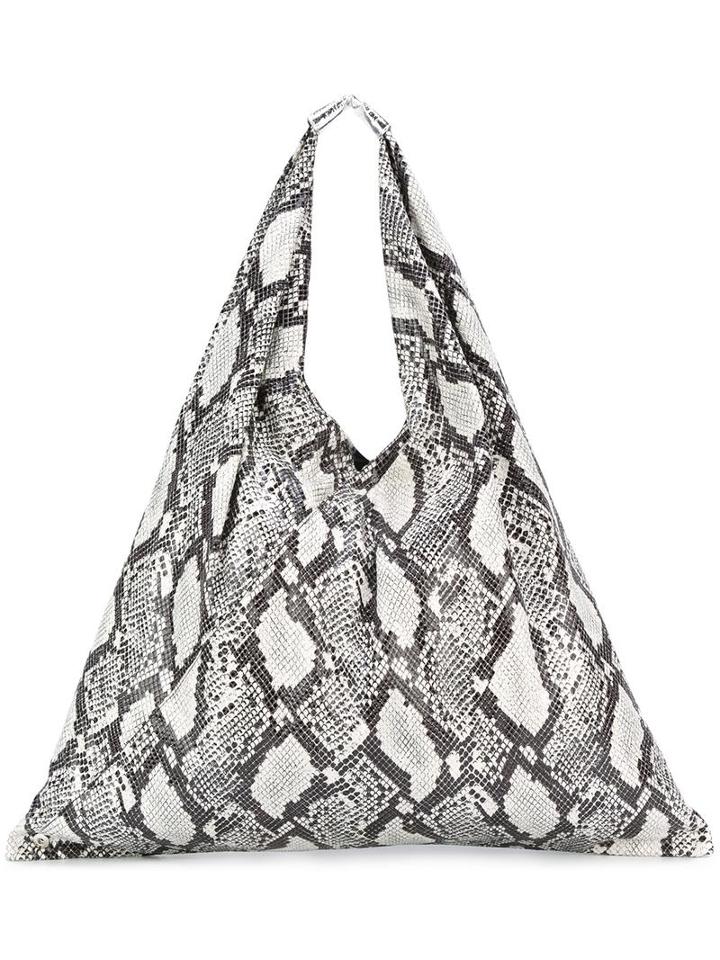 Mm6 Maison Margiela Snakeskin Effect Tote, Women's, Black, Polyester