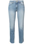 Frame Denim Raw Hem Cropped Jeans - Blue