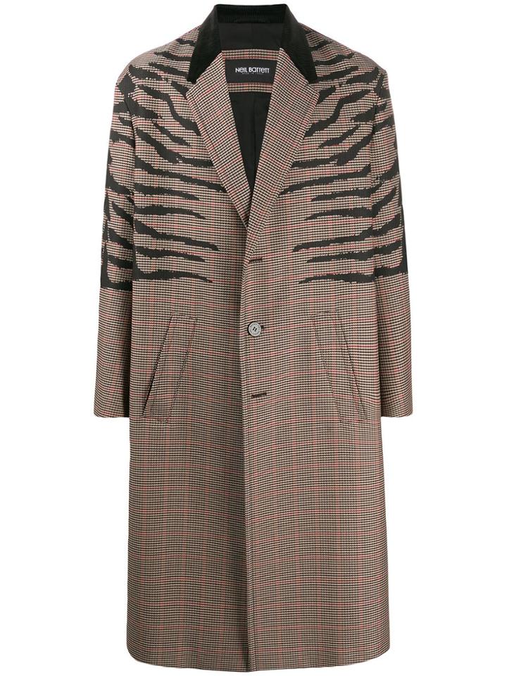 Neil Barrett Check Pattern Tiger Print Dress - Neutrals