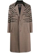 Neil Barrett Check Pattern Tiger Print Dress - Neutrals