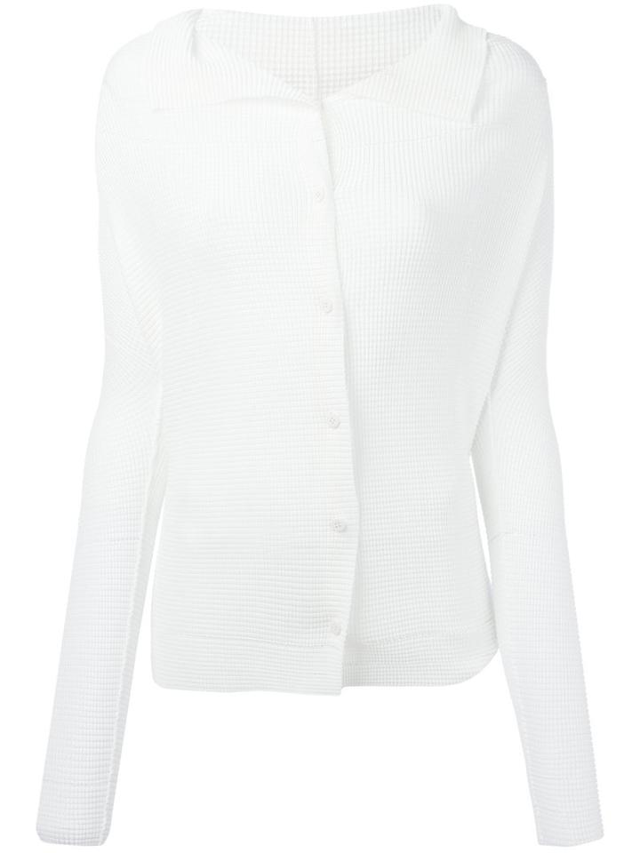 Issey Miyake Cauliflower - Wide Collar Cardigan - Women - Polyester - One Size, Women's, White, Polyester
