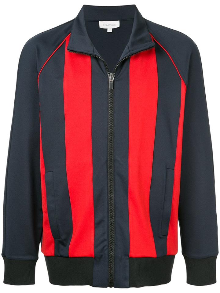 Ck Calvin Klein Shiny Tech Striped Track Jacket - Blue