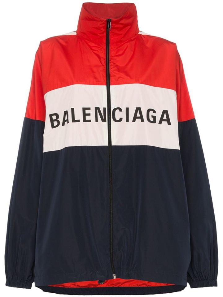 Balenciaga Logo Colourblock Windbreaker - Blue