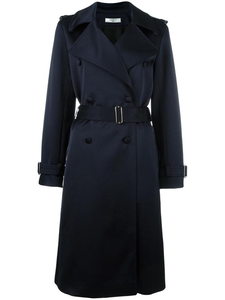 Lanvin Belted Trench Coat, Women's, Size: 36, Blue, Viscose/polyester/cupro/acetate