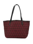 Fendi Pre-owned Zucchino Logos Hand Tote Bag - Red