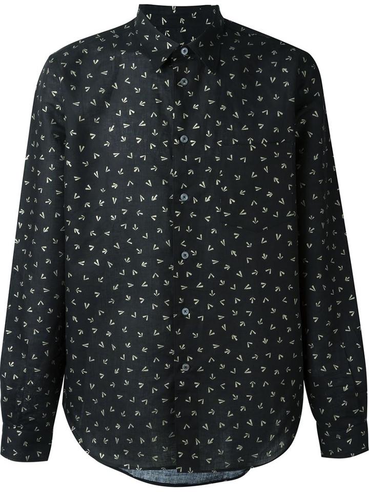 Ps Paul Smith Printed Shirt, Men's, Size: Xl, Black, Cotton/linen/flax