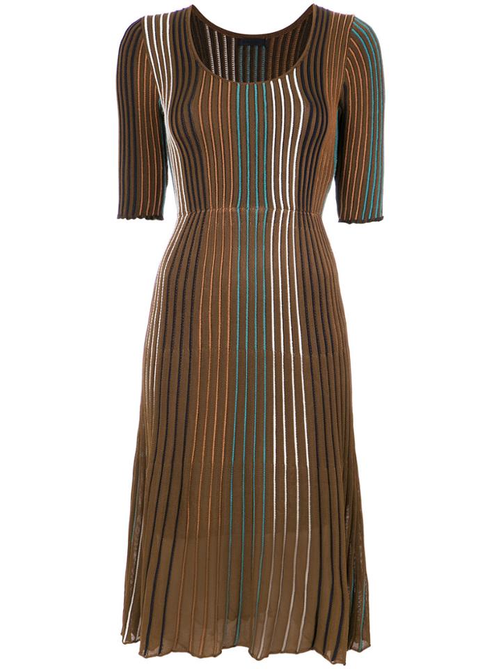 Osklen Pleated Color Block Dress - Brown
