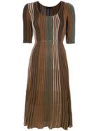 Osklen Pleated Color Block Dress - Brown