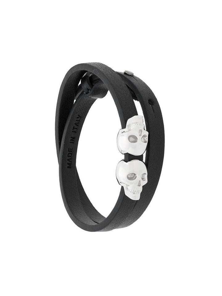 Northskull Double Skull Wrap Bracelet - Black