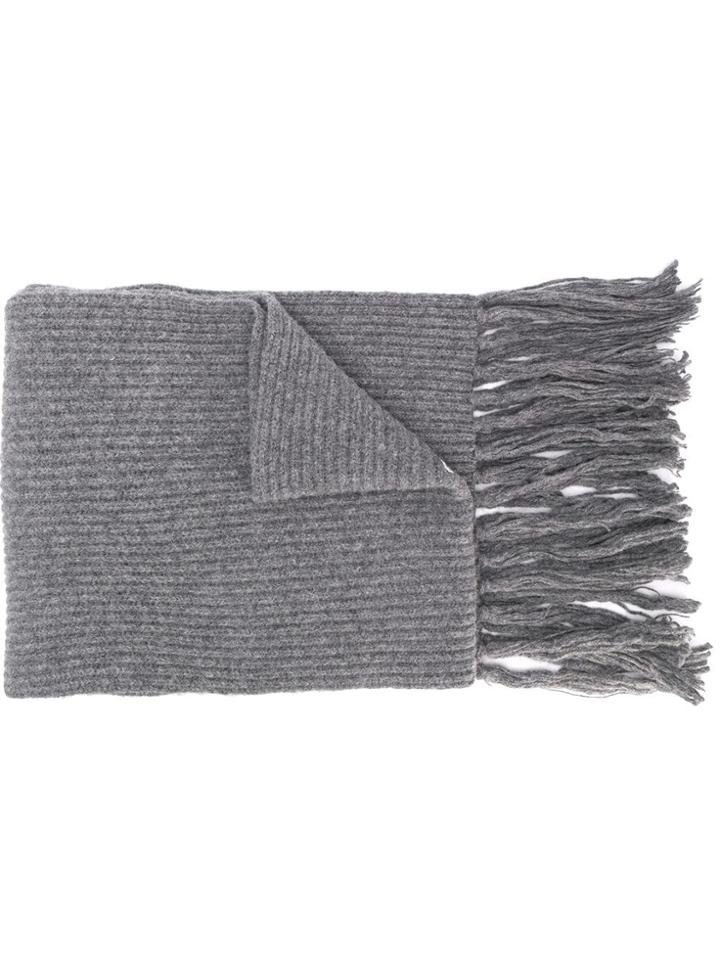 Ami Paris Ribbed Scarf Ami De Coeur Patch - Grey