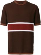 Ermenegildo Zegna Striped Half Sleeve T-shirt - Brown