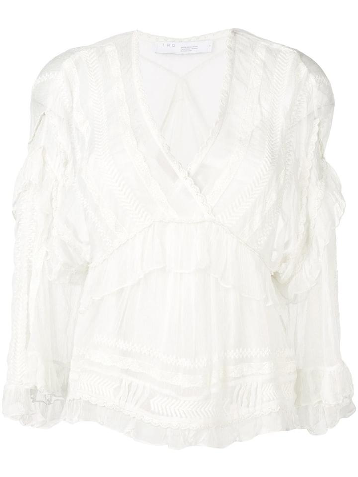 Iro Embroidered Flared Blouse - White